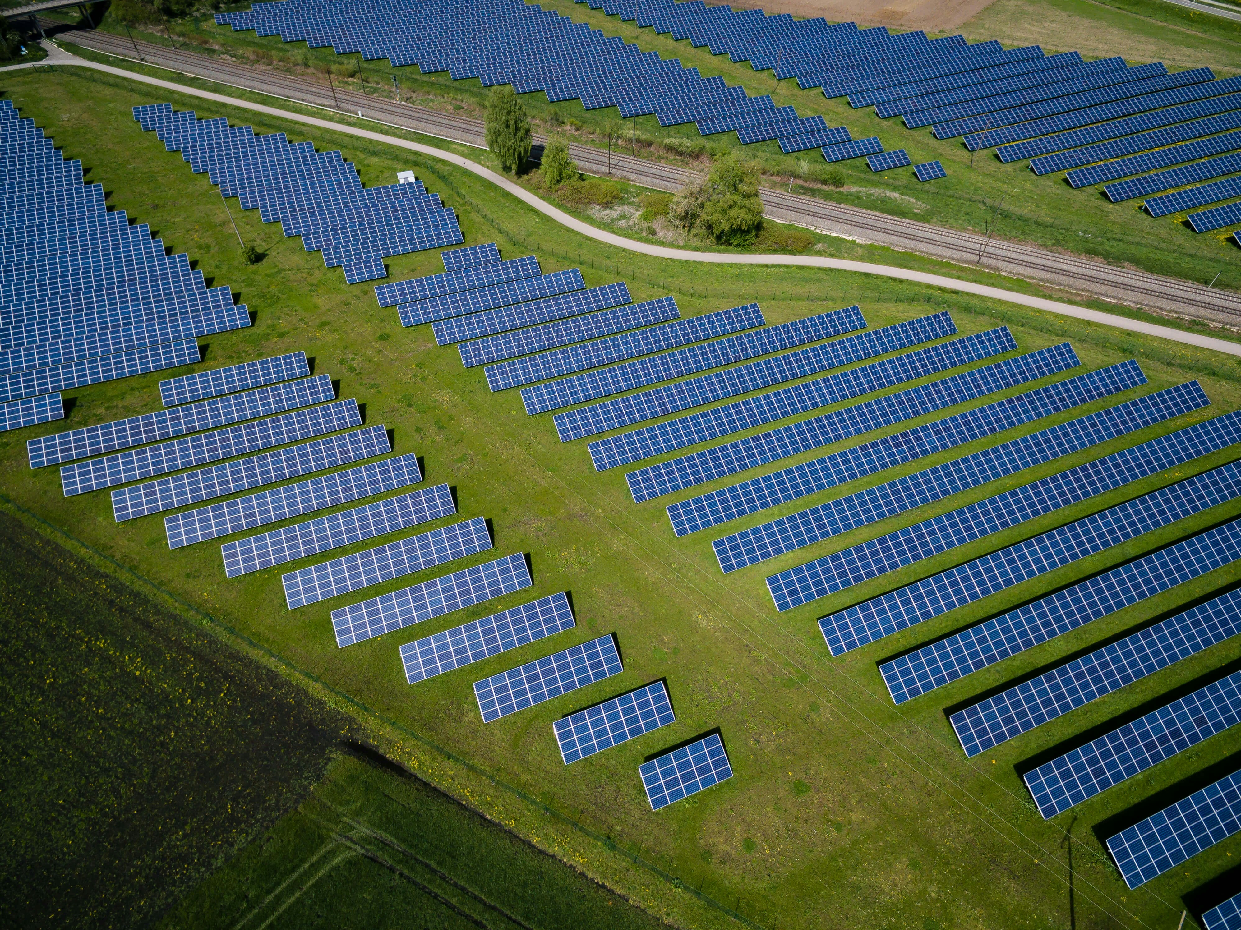 a field with solar panels